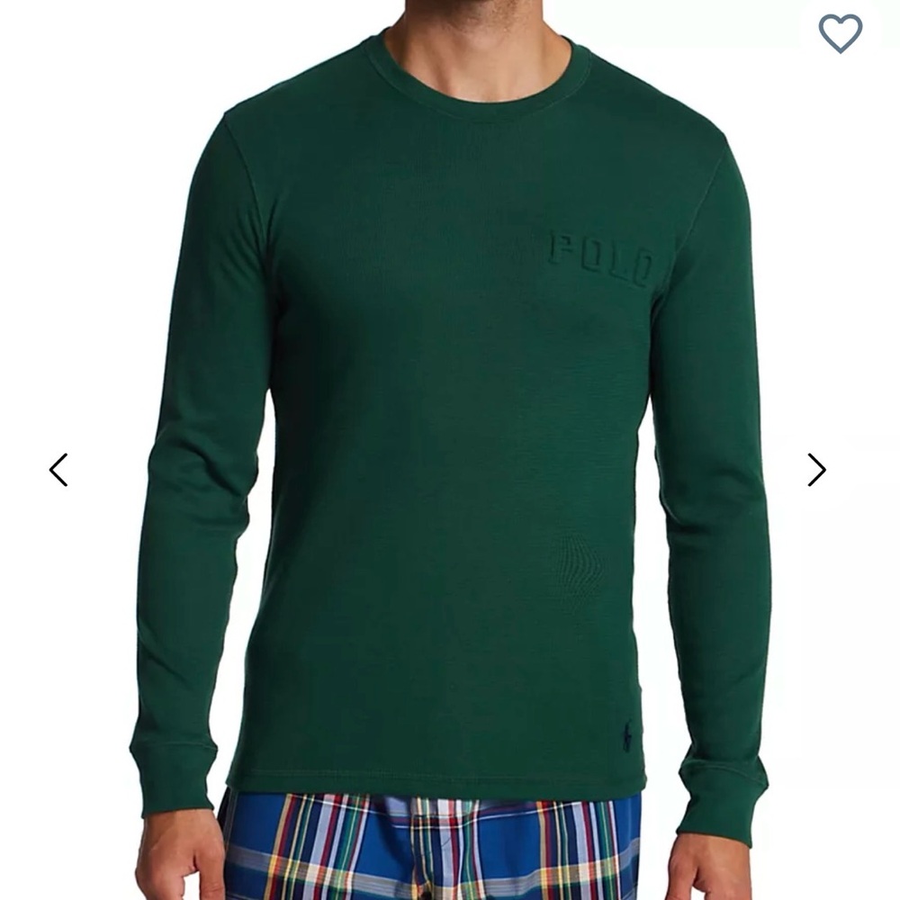 Polo Ralph Lauren Forest Green Long Sleeve Thermal Waffle Sleep Tee